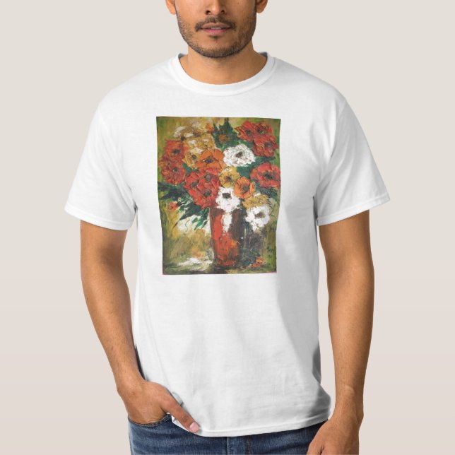 T-Shirt Ann Hayes Painting Red Flowers Mixed (Framsida)
