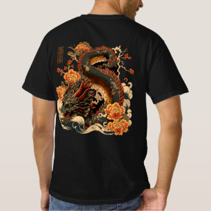 T-shirt av drake på traditionell japansk stil