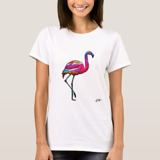 T-Shirt av en abstrakt flamingo (Framsida)