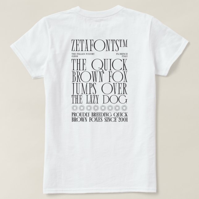 T-Shirt (B) - Zetafonts Pangram (Design baksida)