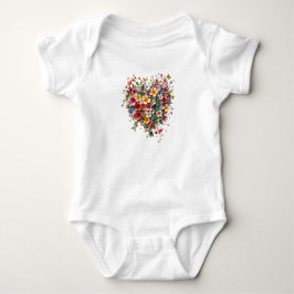 T-Shirt baby body overall hjärta och blommor