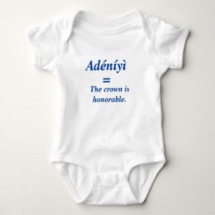 T-Shirt Baby Bodydress: Anpassad med Yoruba Namn