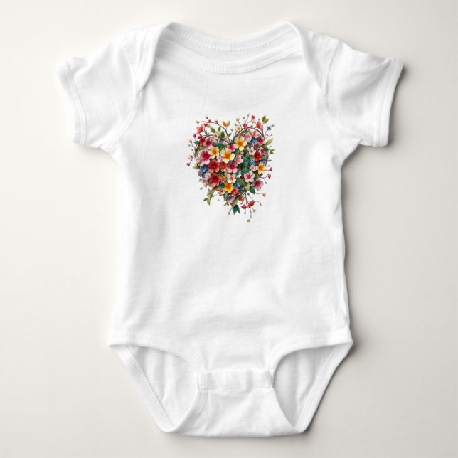 T-Shirt baby Bodykostyma och blommor (Framsida)