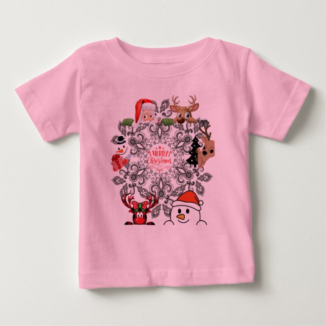 T-Shirt baby christmas-rosa (Framsida)