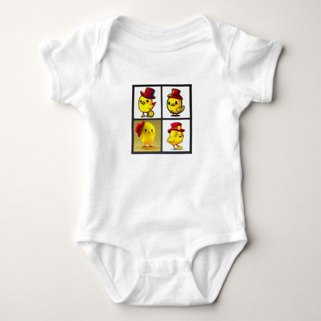 T-Shirt. Baby's Cute bird gult bodydress T Shirt (Framsida)