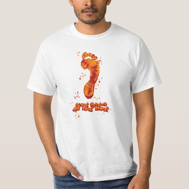 T-Shirt BareFoot Design-One step at the time-Red (Framsida)