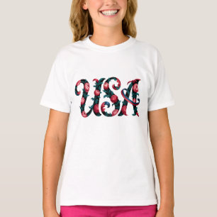 T-Shirt-Barn Blommig USA T-Shirt