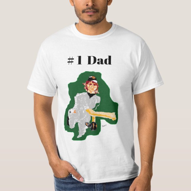 T-Shirt : Baseball Player # 1 Pappa (Framsida)