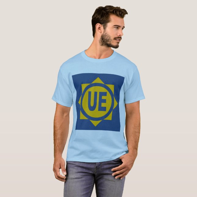 T-shirt basique bleu hommes Design UE (Hel framsida)