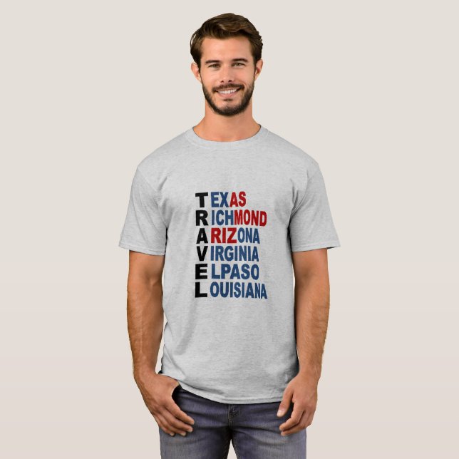 T-shirt basique gris  TRAVEL (Hel framsida)