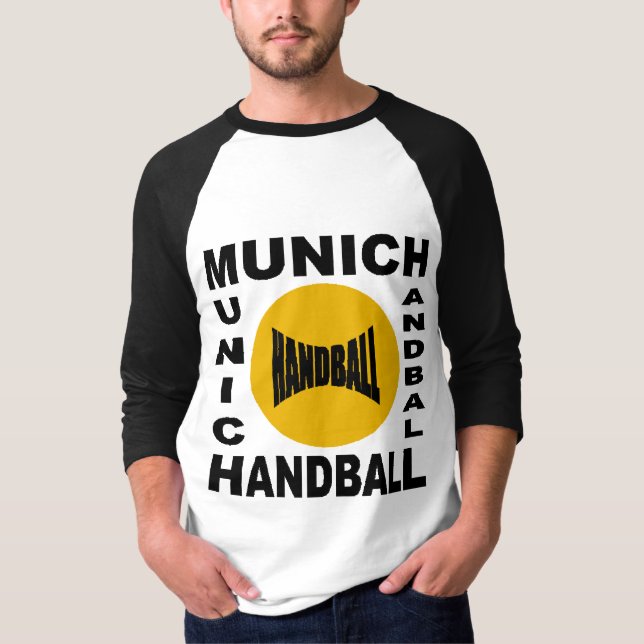 T-shirt basique raglan blanc/noir  MUNICH HANDBALL (Framsida)