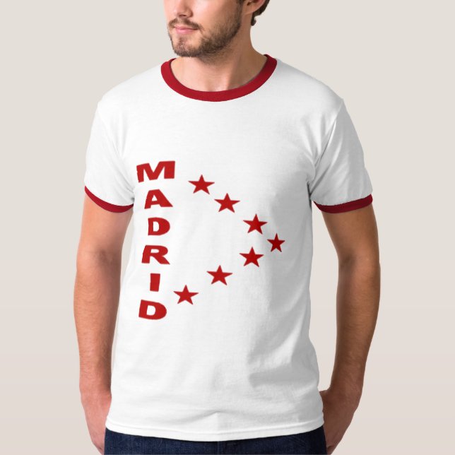 T-shirt basique ras-de-cou blanc/rouge   MADRID (Framsida)