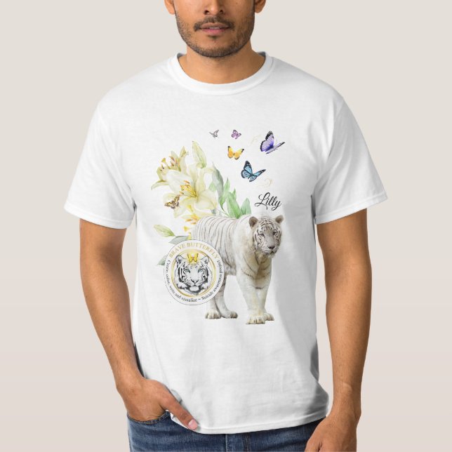 T-Shirt be Change White Tiger (Framsida)