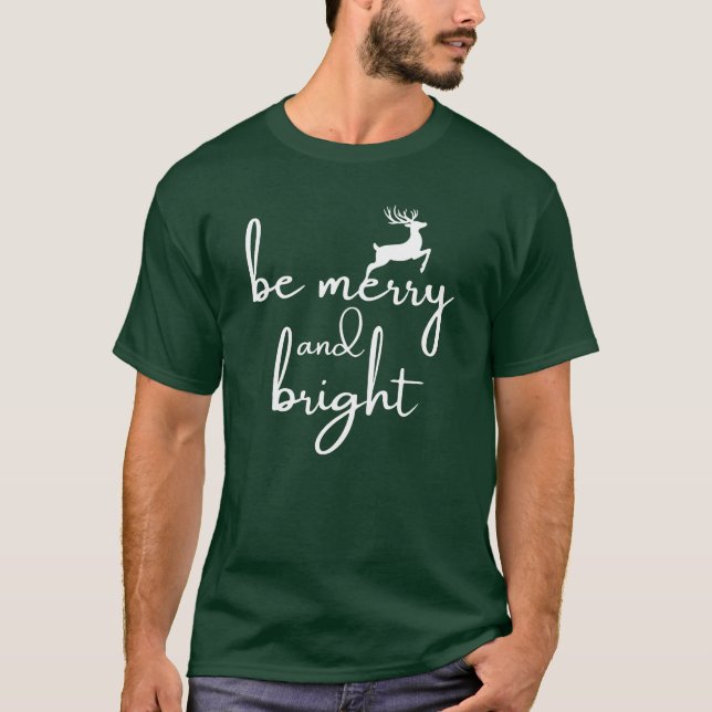 T-Shirt : be merry and bright (green) (Framsida)