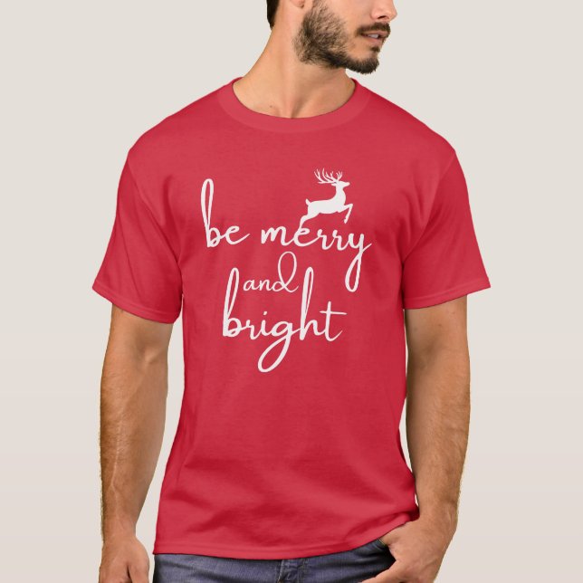 T-Shirt : be merry and bright (red) (Framsida)
