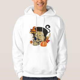 T- Shirt Black Cat och Human Skeleton Halloween Hoodie