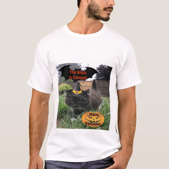 T-Shirt Black Cat Witch kommer (Framsida)