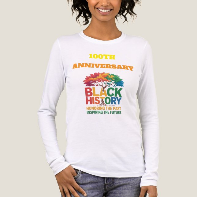 T-Shirt-Black History Month 100 Years T Shirt (Framsida)