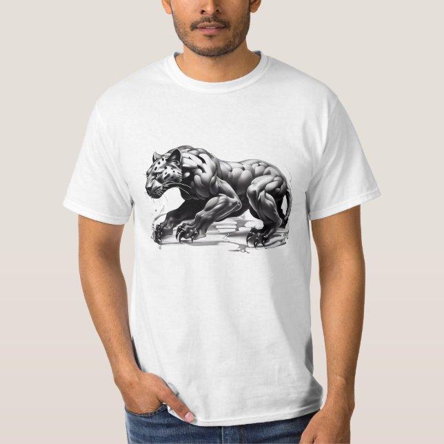 T-Shirt Black Leopard Design Arg Stalking (Framsida)