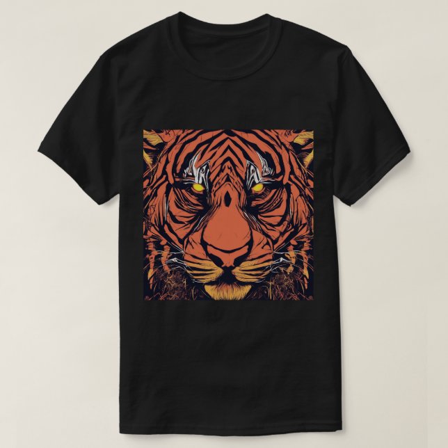T-Shirt, Black, Tiger Ansikte T Shirt (Design framsida)