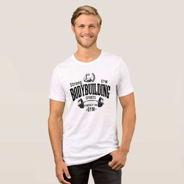 T-shirt blanc BodyBuilding (Framsida Full)