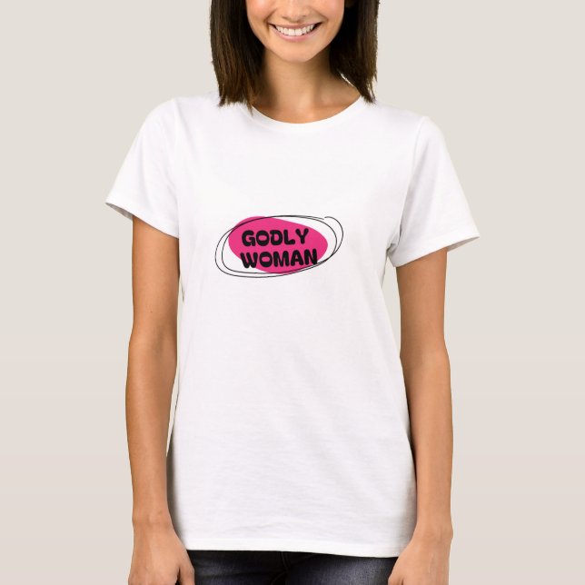 T-Shirt Blanc stylé Godly Woman  (Framsida)