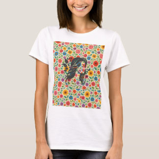 t shirt blom burst -flerfärgad blomma konst tee