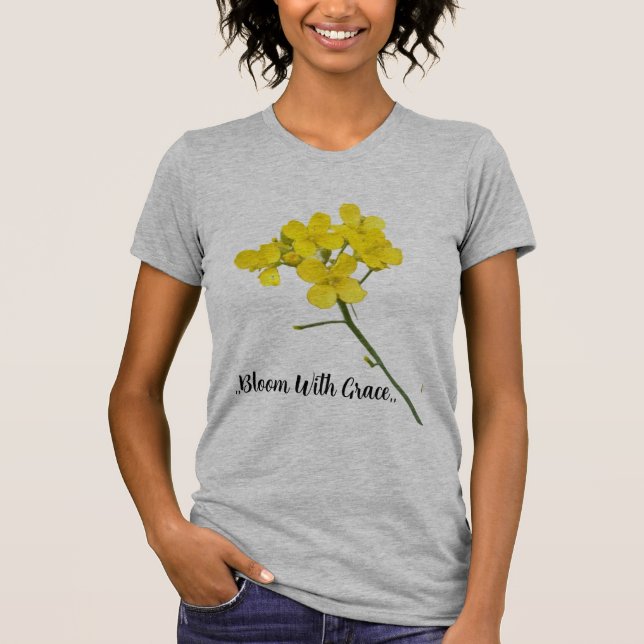 T-Shirt "Bloom with Grace: Mustard Flower Design T (Framsida)
