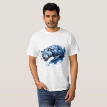 T-Shirt Blue Leopard Design Arg och farligt