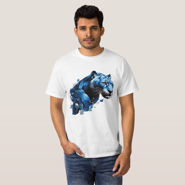 T-Shirt Blue Pantha Design Jumping (Hel framsida)