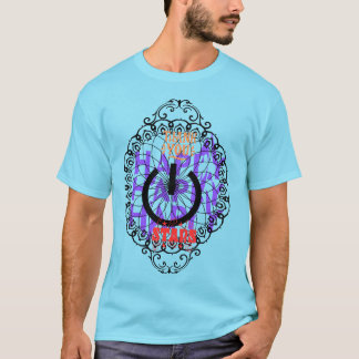 T-Shirt blue skriftlig lycklig och motiv