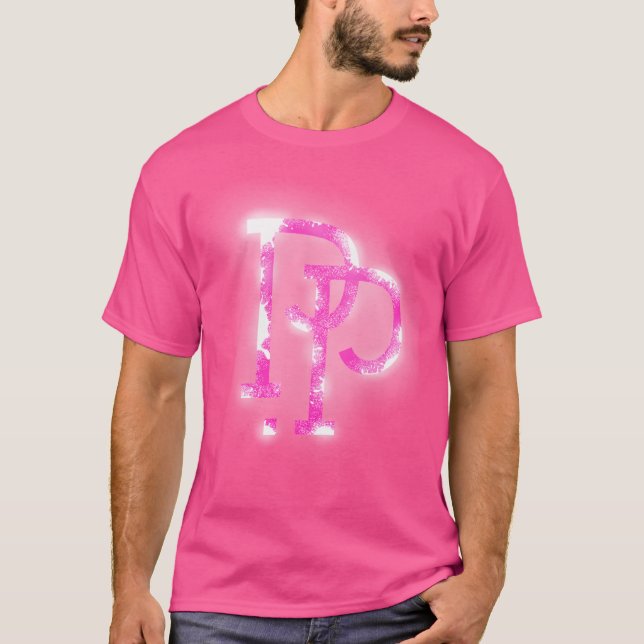 T-Shirt Bokstav P Logodesign (Rosa Tröja)  (Framsida)