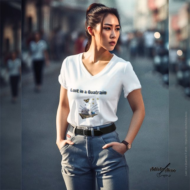 T-shirt - Borttappad i ett Quatrain av Poet Adiela (Lost in a Quatrain T-shirt by Poet Adiela Akoo in crisp 'white'. LOVE it? GET it! Get the tote too!)