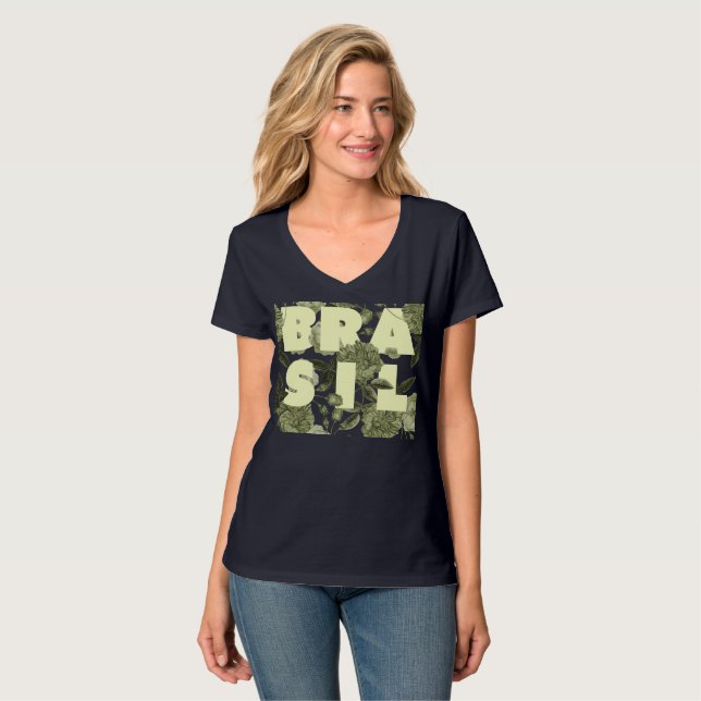 T-shirt Brasil em Flores (Hel framsida)