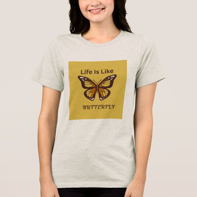 T-shirt Brun Retro Fjärilsdesign (Framsida)