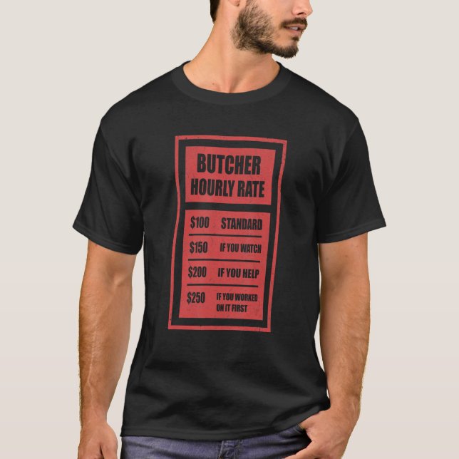 T-shirt-Butcher Tee för slaktare per timme (Framsida)