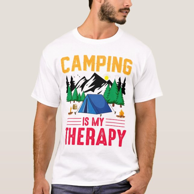 T-shirt Camping är min terapi (Framsida)