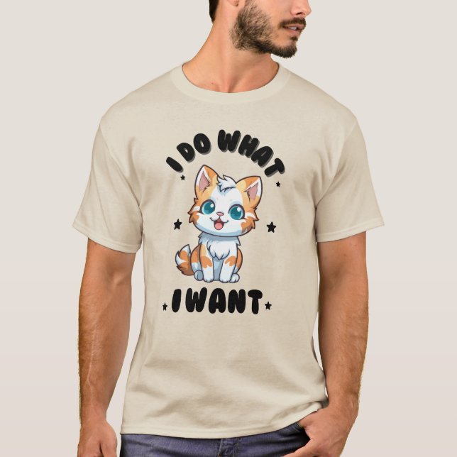 T-shirt Cat: Gör vad du vill i ett unikt Stil (Framsida)
