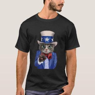 T Shirt Cat Impersonate farbror Sam Går med USA:s