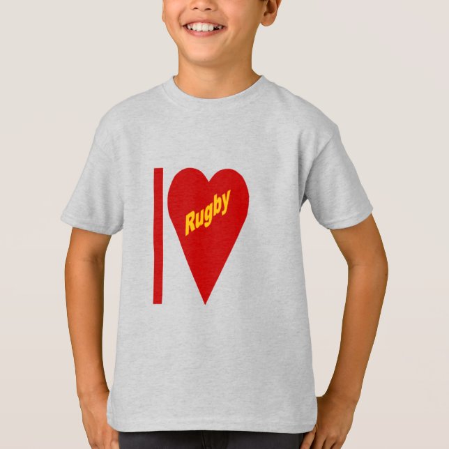 T-shirt cendre enfants  I LOVE RUGBY (Framsida)