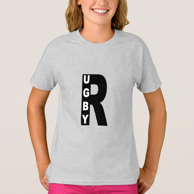 T-shirt cendre filles  DESIGN  RUGBY (Framsida)