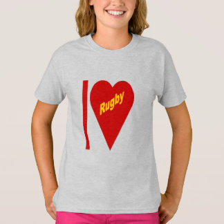 T-shirt cendre filles I LOVE RUGBY