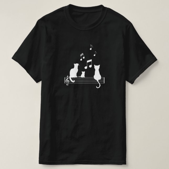 T Shirt Chat Noir Note Musique partition humour (Design framsida)