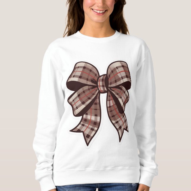 T-Shirt Checkered Design, Brown designer bow (Framsida)