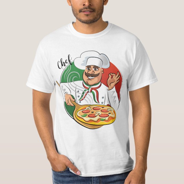 T-Shirt chef pizzaiolo italien avec fond italien (Framsida)