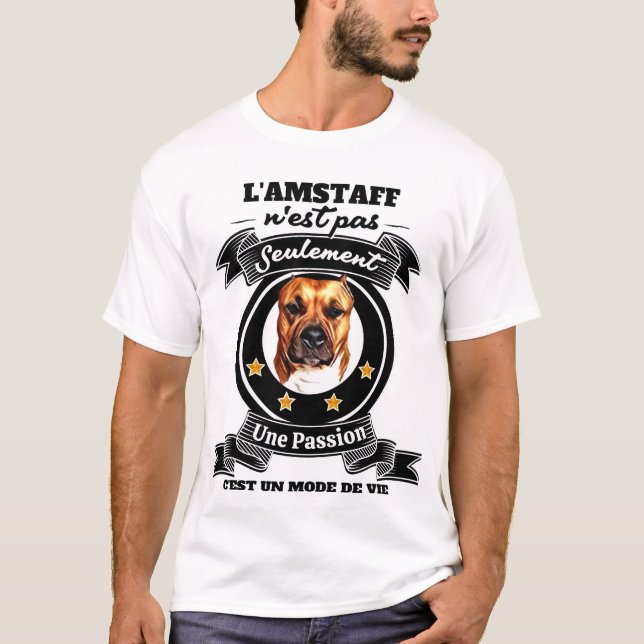 T-SHIRT CHIEN AMSTAFF BLANC POUR HOMME  (Framsida)