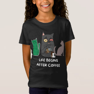 T-Shirt children cat bilder för kaffe älskare