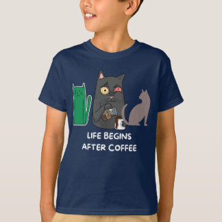 T-Shirt children cat bilder för kaffe älskare