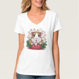 T-shirt Cochon d'Inde Espiègle au Jardin de Fraise