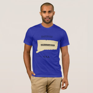 T-shirt - Connecticut Karta med City
